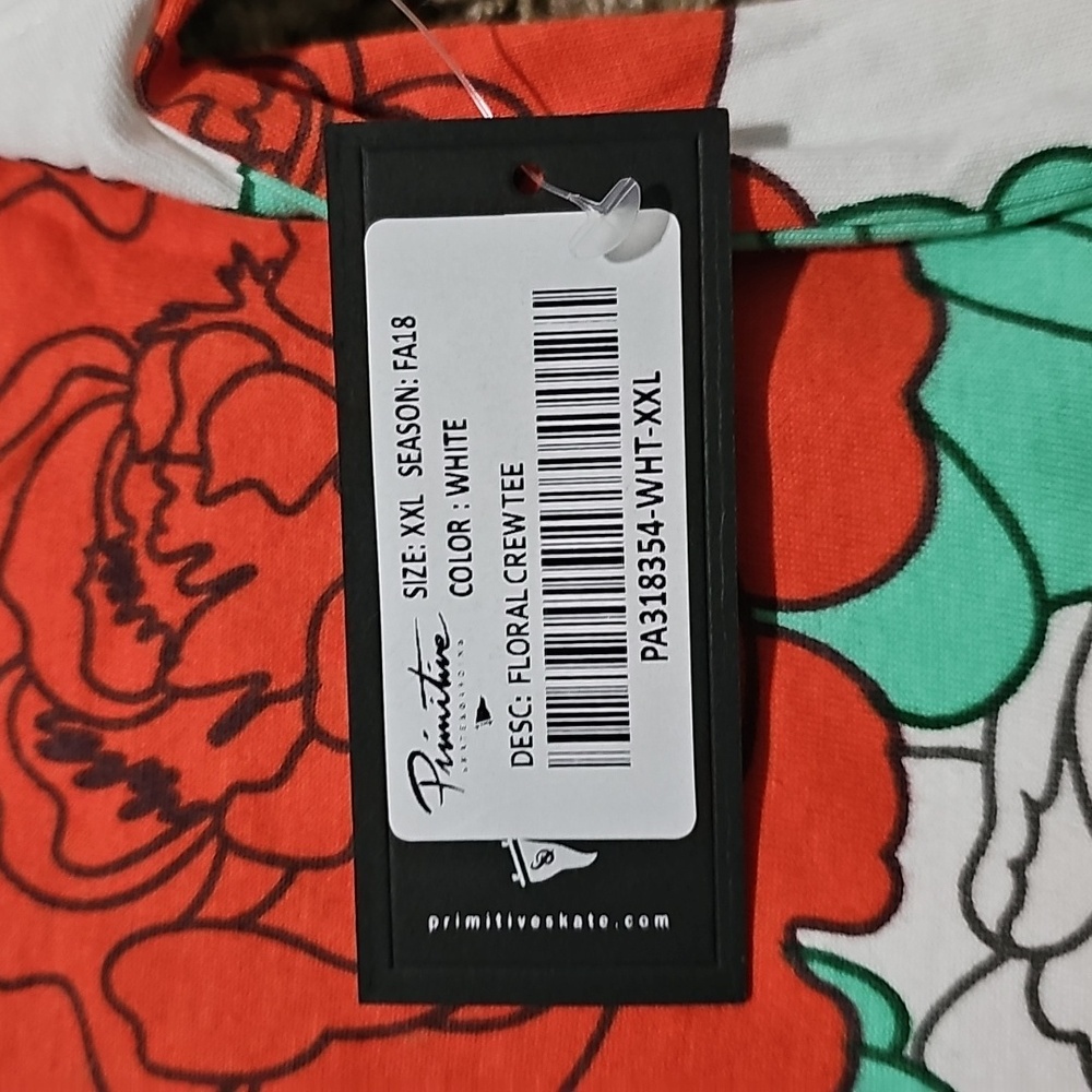 NWT Primitive Floral Crew Tee XXL Pocket T-Shirt All Over Print AOP Roses - Picture 5 of 7
